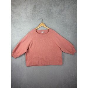 Madewell Sweater Womens Large Pink Raglan 3/4 Sleeve Crewneck Knit Pullover